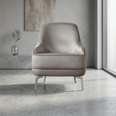 Fauteuil à ailes Fauteuil cocktail Tissu moderne gris assise pour salon