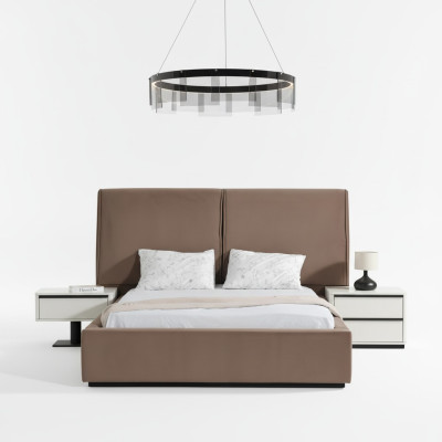 Chambre à coucher Mobilier de chambre Ensemble de chambre Lit double Lit Tables de chevet 3 pièces beige
