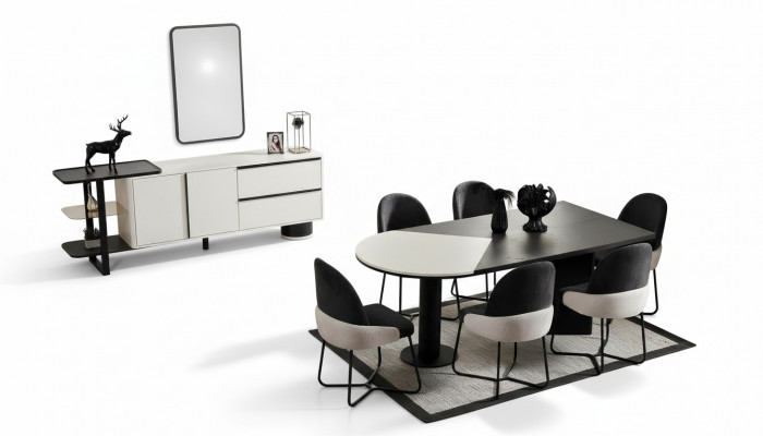 Ensemble de salle à manger Groupe de salle à manger Coin repas Table de salle à manger Chaises 9 pièces Bois Blanc