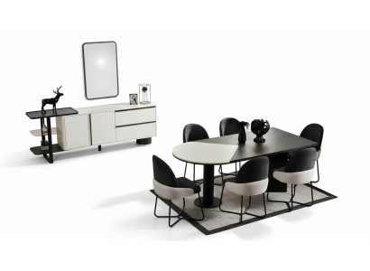 Ensemble de salle à manger Groupe de salle à manger Coin repas Table de salle à manger Chaises 9 pièces Bois Blanc
