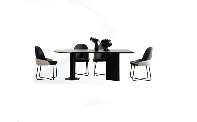 Ensemble de salle à manger Groupe de salle à manger Table de salle à manger Chaises 7 pièces Bois Noir