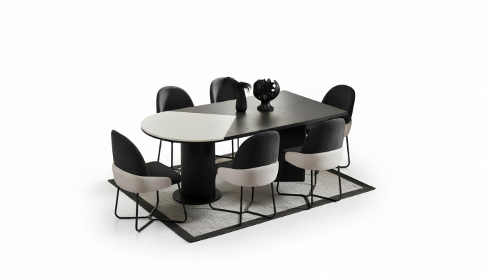 Ensemble de salle à manger Groupe de salle à manger Table de salle à manger Chaises 7 pièces Bois Noir