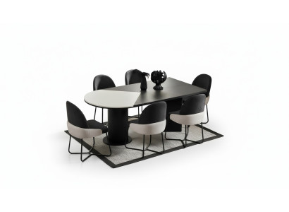 Ensemble de salle à manger Groupe de salle à manger Table de salle à manger Chaises 7 pièces Bois Noir