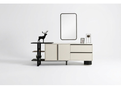 Armoire Buffet avec Miroir Assortiment de Buffet Commode Moderne Blanc