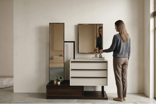 Coiffeuse Coiffeuse Console Miroir Bois Blanc Chambre