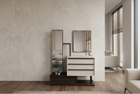 Coiffeuse Coiffeuse Console Miroir Bois Blanc Chambre