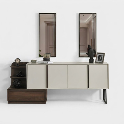 Armoire Buffet avec Miroir Groupe Buffet Moderne Commode Blanche