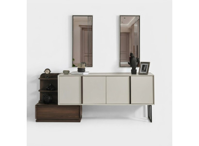Armoire Buffet avec Miroir Groupe Buffet Moderne Commode Blanche