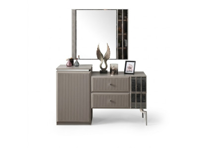Coiffeuse Coiffeuse Table de console Miroir Bois Gris Chambre