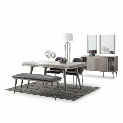 Ensemble de salle à manger Meubles de salle à manger Coin repas Table à manger Table à manger Chaises 6 pièces gris