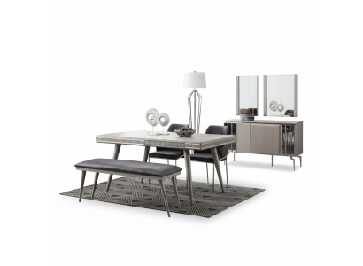 Ensemble de salle à manger Meubles de salle à manger Coin repas Table à manger Table à manger Chaises 6 pièces gris