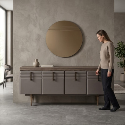 Bahut bahut Gris Armoire Miroir Commode Bois Ensemble Commode