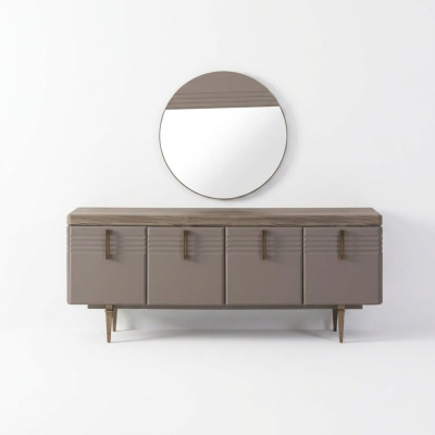 Bahut bahut Gris Armoire Miroir Commode Bois Ensemble Commode