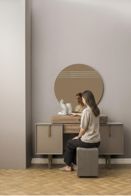 Coiffeuse Console Coiffeuse Bois Gris Miroir Chambre