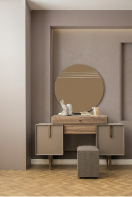 Coiffeuse Console Coiffeuse Bois Gris Miroir Chambre