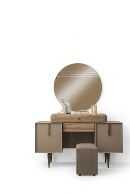 Coiffeuse Console Coiffeuse Bois Gris Miroir Chambre