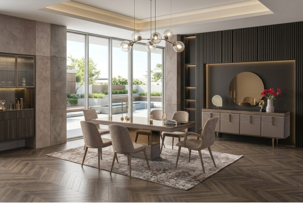 Table à manger Table à manger Table Salle à manger de Luxe Bois Beige 199 cm