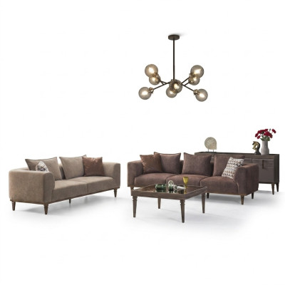 Ensemble de canapé quatre places trois places canapé en tissu marron canapé rembourré sofa