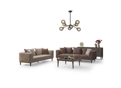 Ensemble de canapé quatre places trois places canapé en tissu marron canapé rembourré sofa