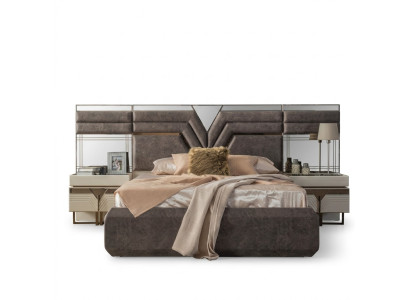Chambre Suite Lit double Lit Tables de chevet Ensemble 3 pièces Gris Moderne