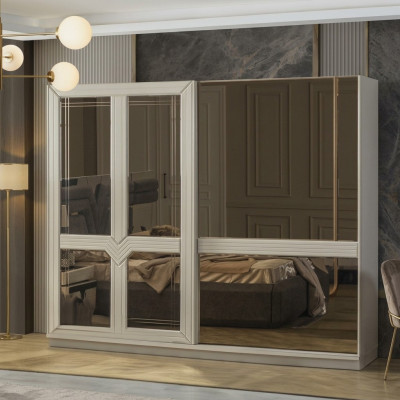 Armoire Armoire en bois Armoire de chambre Armoire à glace Blanche