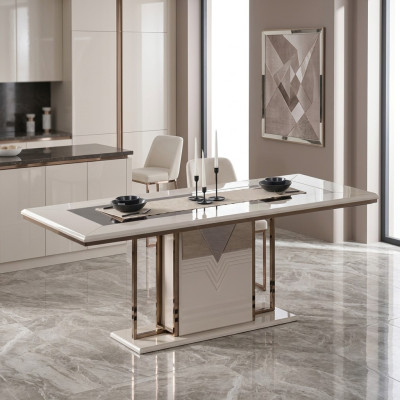 Table à manger de luxe Table de salle à manger Table de salle à manger Moderne Bois Blanc 200cm