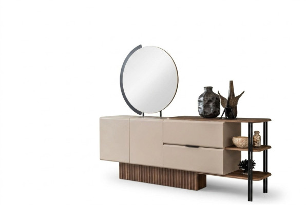 Suite Bahut avec miroir Armoire en bois beige Armoire design en bois