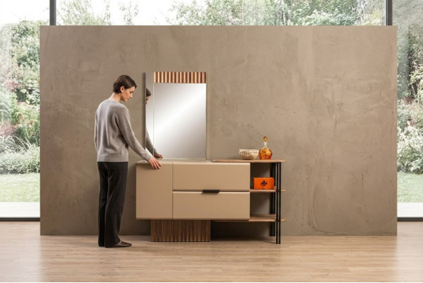 Coiffeuse Coiffeuse Console en bois Chambre Beige Moderne