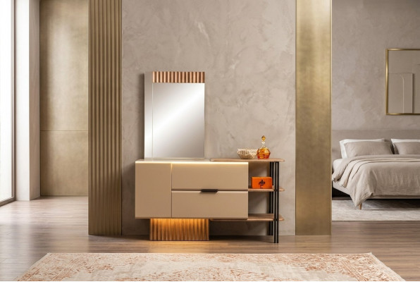 Coiffeuse Coiffeuse Console en bois Chambre Beige Moderne