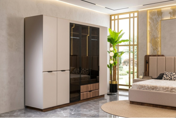 Armoire Armoire en bois Beige Armoire de chambre Armoire Moderne