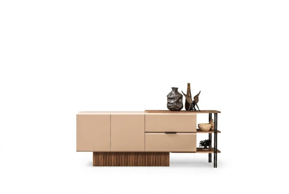 Buffet Buffet Armoire en bois Commode Armoire en bois Beige Moderne