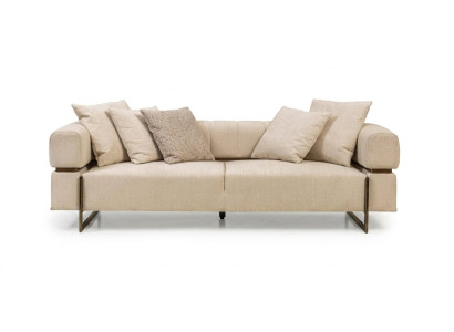 Canapé en tissu de designer beige à trois places Mobilier rembourré Luxueux canapé trois places