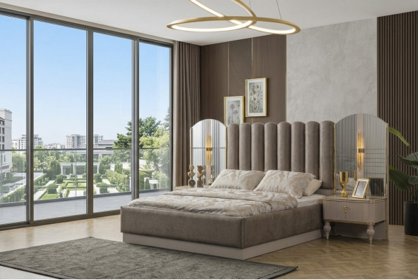 Meubles de chambre exclusifs Designer Lit double Moderne Tables de chevet