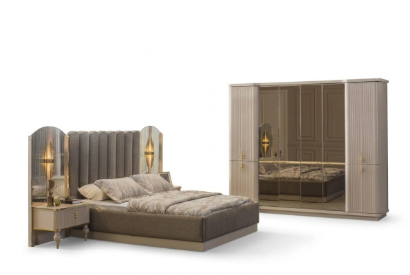 Chambre de luxe Lit double Armoire Tables de chevet