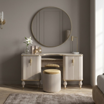 Table de maquillage beige Designer Coiffeuse Chambre Mobilier exclusif