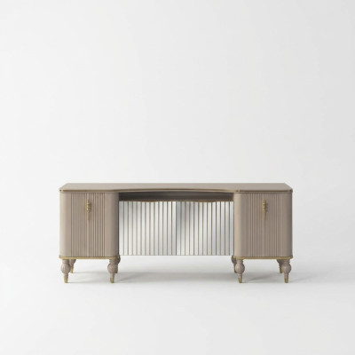 Buffet latéral beige moderne, luxueux buffet en bois pour le salon, nouveau cabinet.