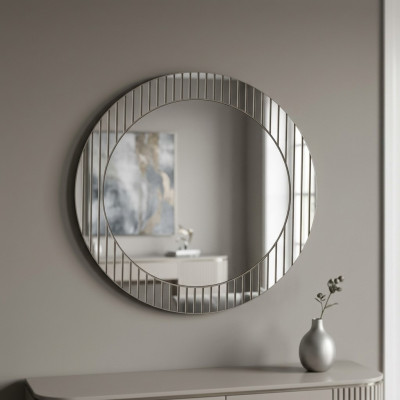 Miroir rond gris designer miroir d'entrée miroir décoratif moderne meuble de luxe