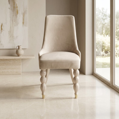 Chaises de salle à manger modernes, chaises de cuisine design x6 Chaises rembourrées beige