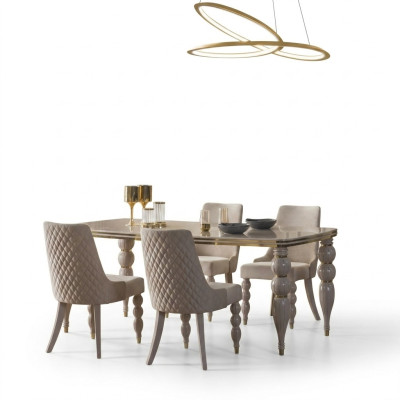 Table de salle à manger beige Table en bois de luxe Mobilier de salle à manger designer neuf