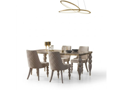 Table de salle à manger beige Table en bois de luxe Mobilier de salle à manger designer neuf