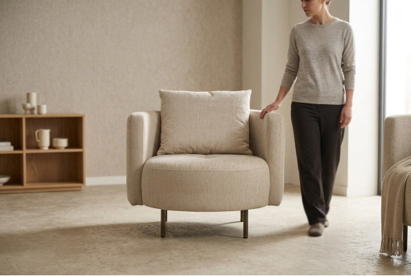 Fauteuil en tissu fauteuil cocktail une place beige siège designer neuf