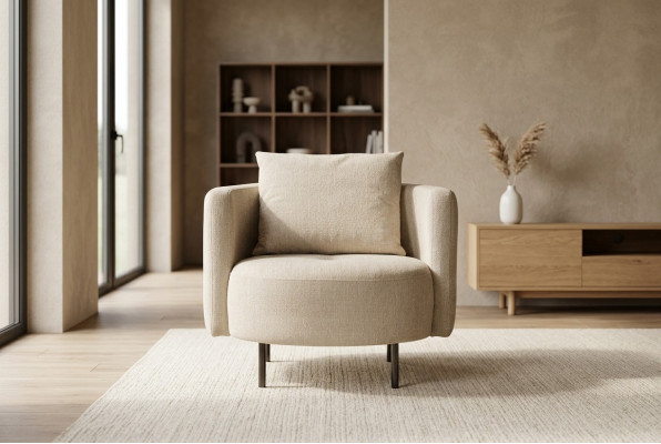 Fauteuil en tissu fauteuil cocktail une place beige siège designer neuf