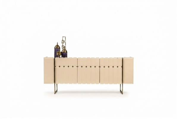 Buffet Latéral en Bois Beige Commode de Designer Buffet en Bois Armoire de Luxe