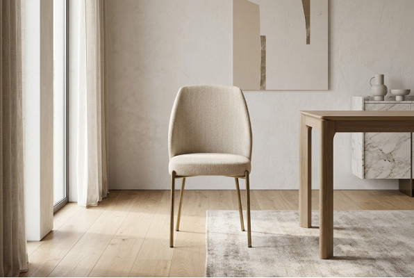 Chaises de salle à manger exclusives en beige - Ensemble complet de 6 chaises de cuisine rembourrées
