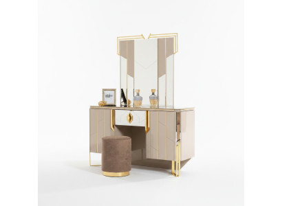 Coiffeuse Table de maquillage Miroir de coiffeuse Console de maquillage Table console beige
