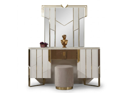 Coiffeuse blanche Miroir pour coiffeuse Table de maquillage Console de maquillage Table console