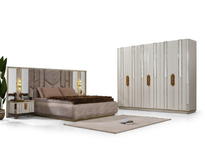 Complet e Chambre Lit double Lit Armoire Tables de chevet Blanche 4 pièces