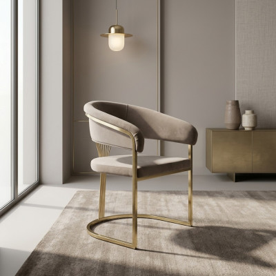 Chaises de salle à manger complètes Chaises de cuisine Chaises de cuisine 6 pièces Beige Luxe Or