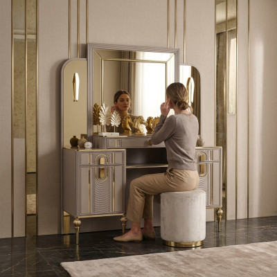 Suite Table à langer Coiffeuse Console de maquillage Table de console Beige
