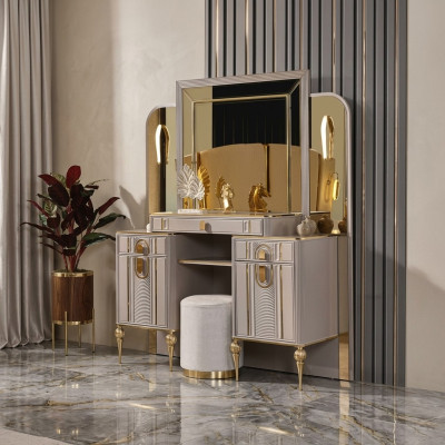 Suite Table à langer Coiffeuse Console de maquillage Table de console Beige